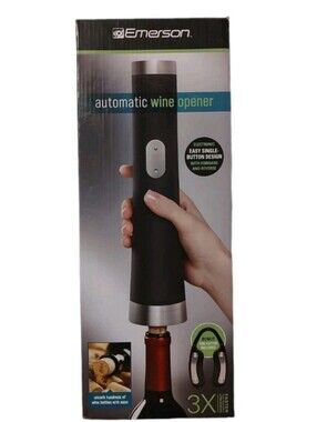 NEW Emerson Automatic Wine Bottle Opener Battery Operated Corkscrew & Cutter